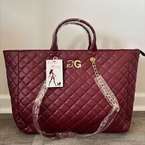 Gilda Paris large quilted tote bag in a wine color NWT $199